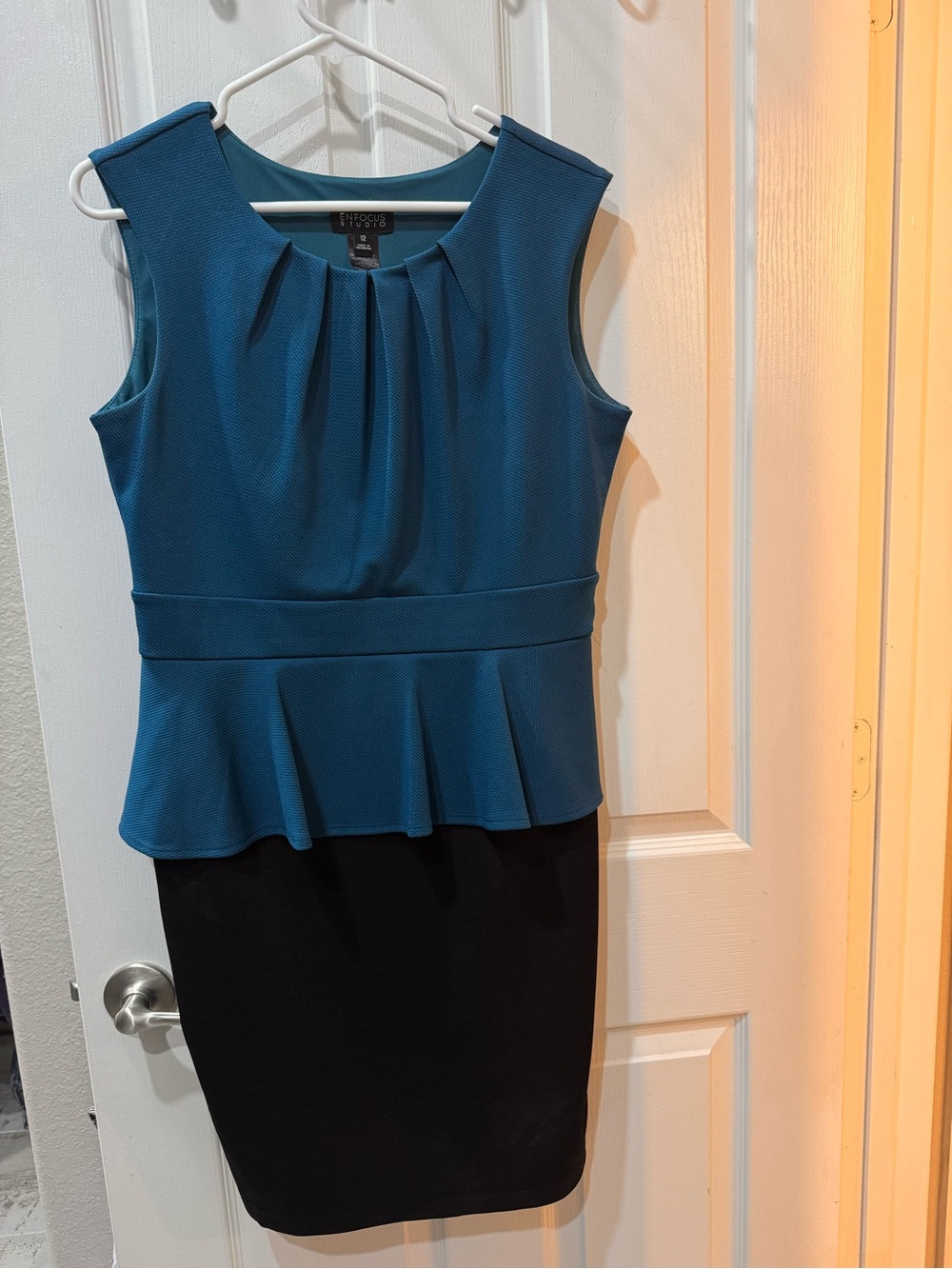Enfocus Studio Teal Peplum Sheath Dress